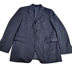 Banana Republic Blazer Men's 42R Blue Pinstripe 2 Button Jacket Wool Lined Flaw*